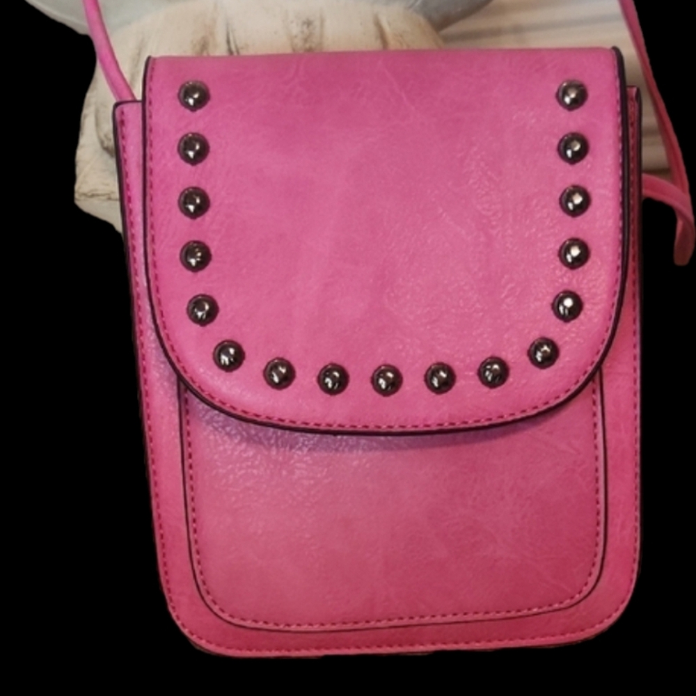 Sam & Hadley Pink Studded Crossbody Bag Small Cute Shoulder Purse
